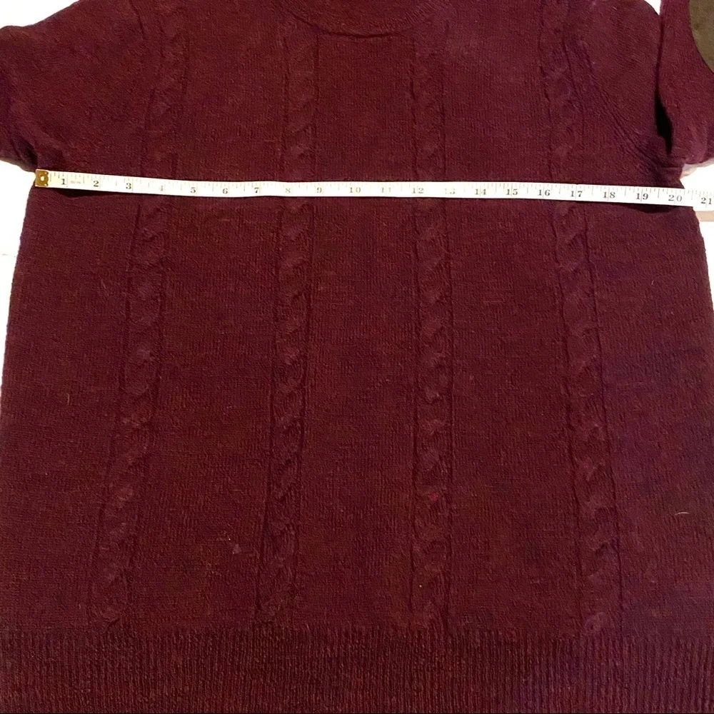 J.Crew Merino Wool Cable Knit Maroon Crew Neck Slim Fit Sweater Men's L